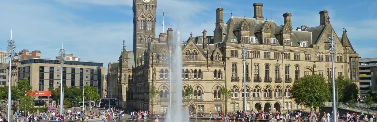 A skyline view of the city of Bradford